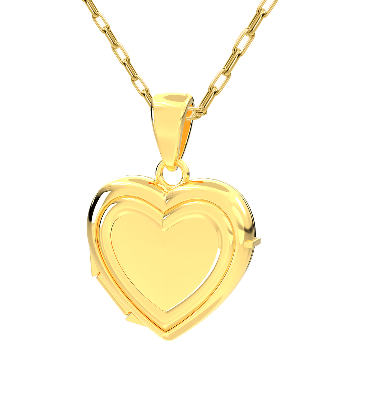 Engravable Personalized Ladies 14k Yellow Gold Polished Heart 2 Photo Locket Pendant Necklace, 17mm