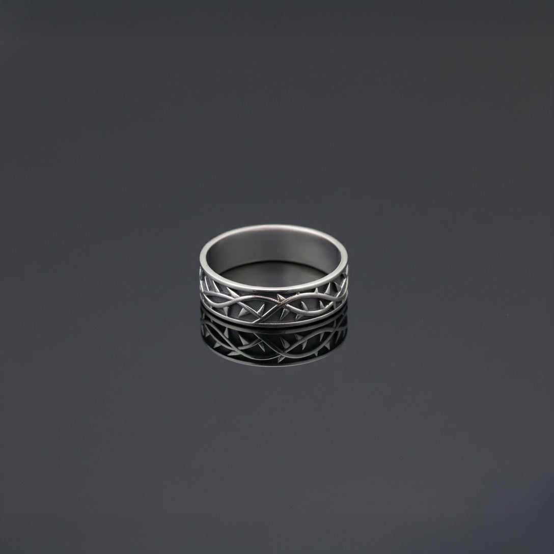 New Men's 925 Sterling Silver Crown of Thorns Ring
