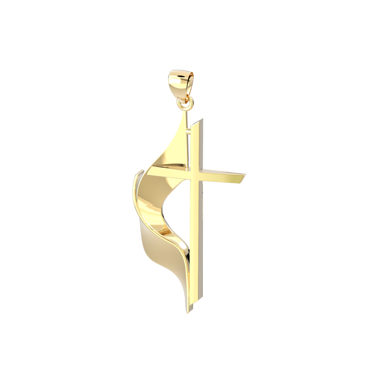 Small 14k Yellow Gold Methodist Cross Pendant, 19mm