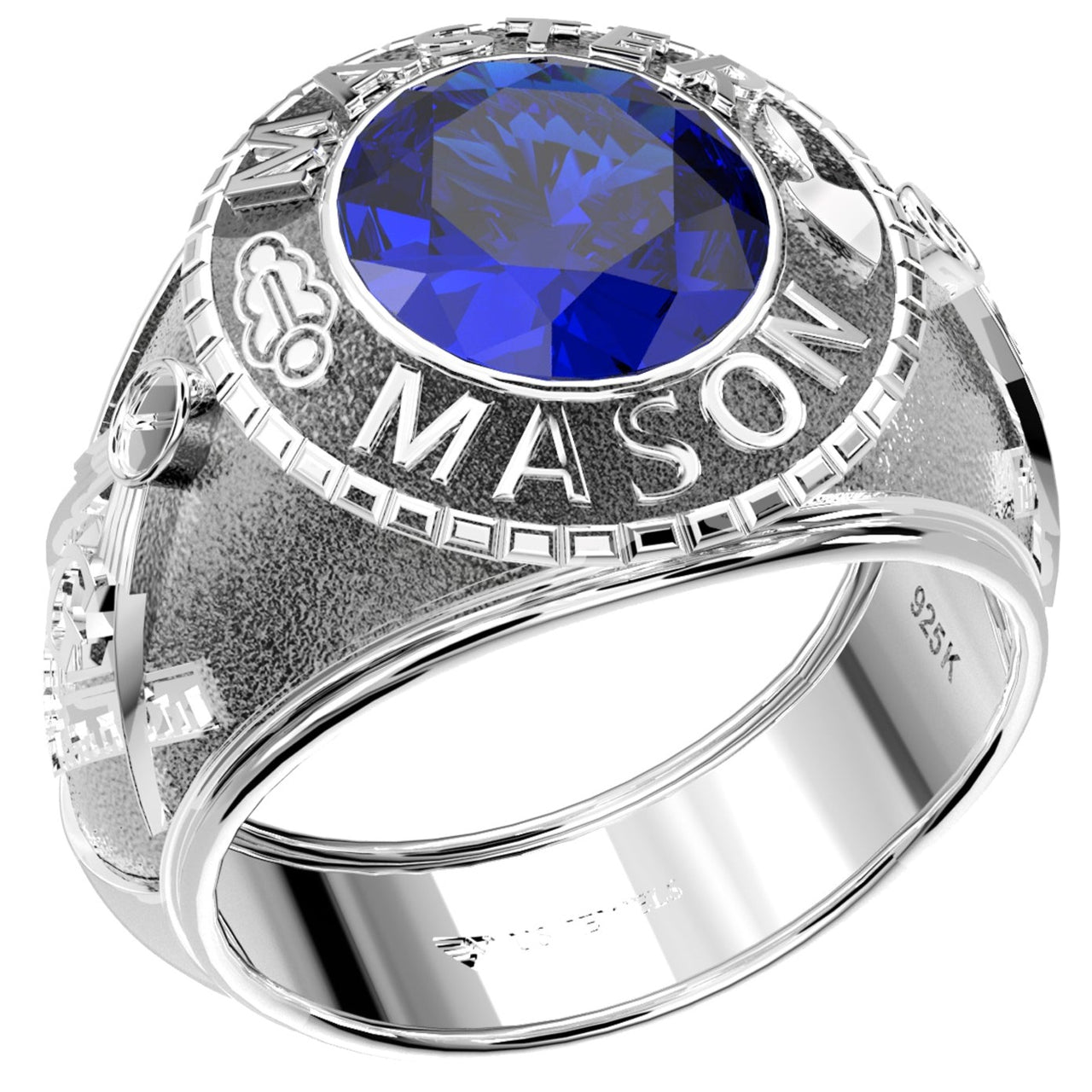 Men's Heavy Solid 925 Sterling Silver Freemason Master Mason Class Ring Oxidized