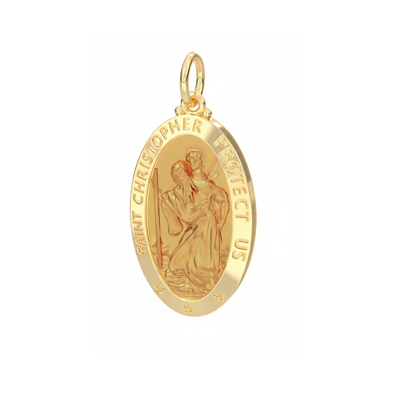 Ladies 14K Yellow Gold Saint Christopher Polished Finish Solid Pendant, 22mm