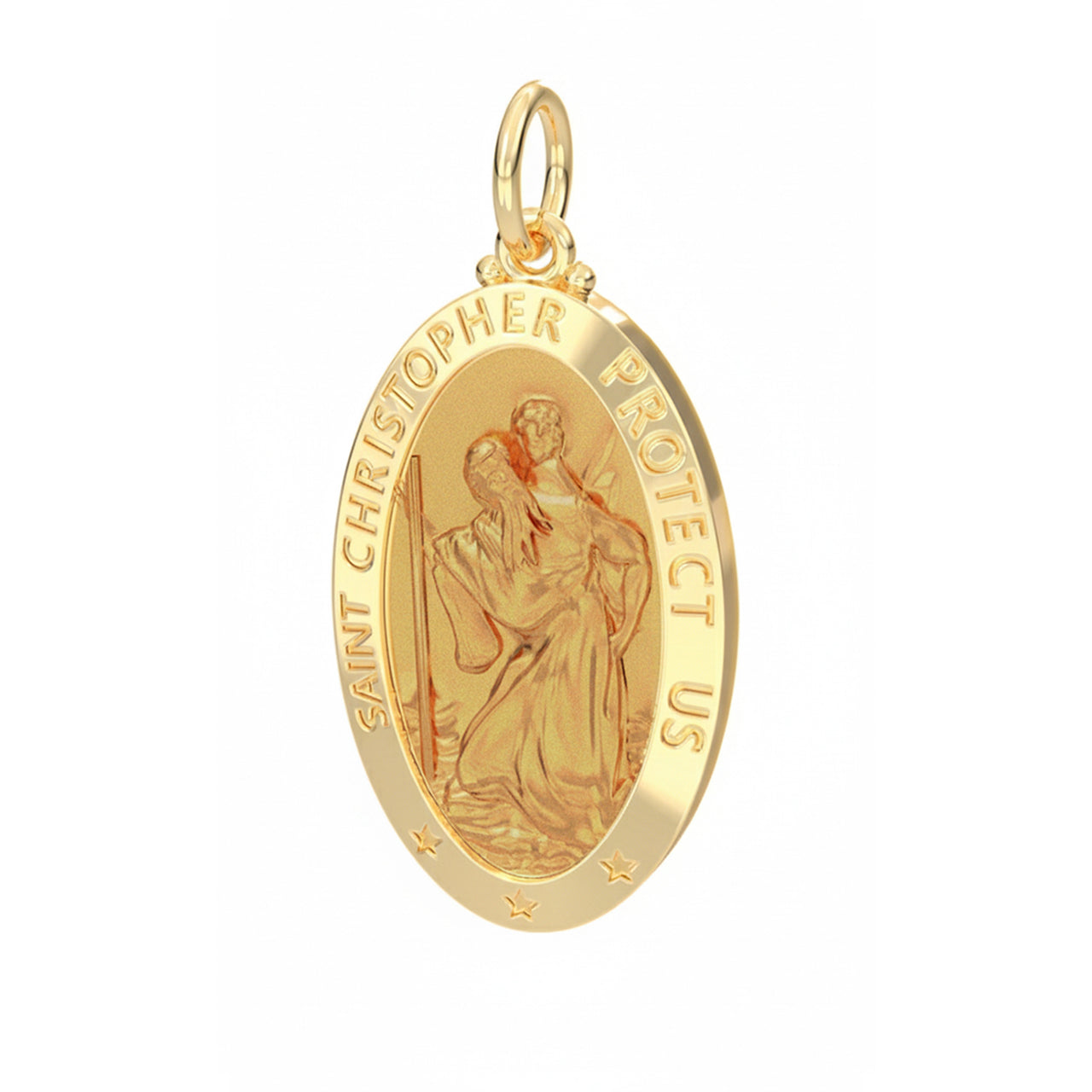 Ladies 14K Yellow Gold Saint Christopher Polished Finish Solid Pendant, 26mm