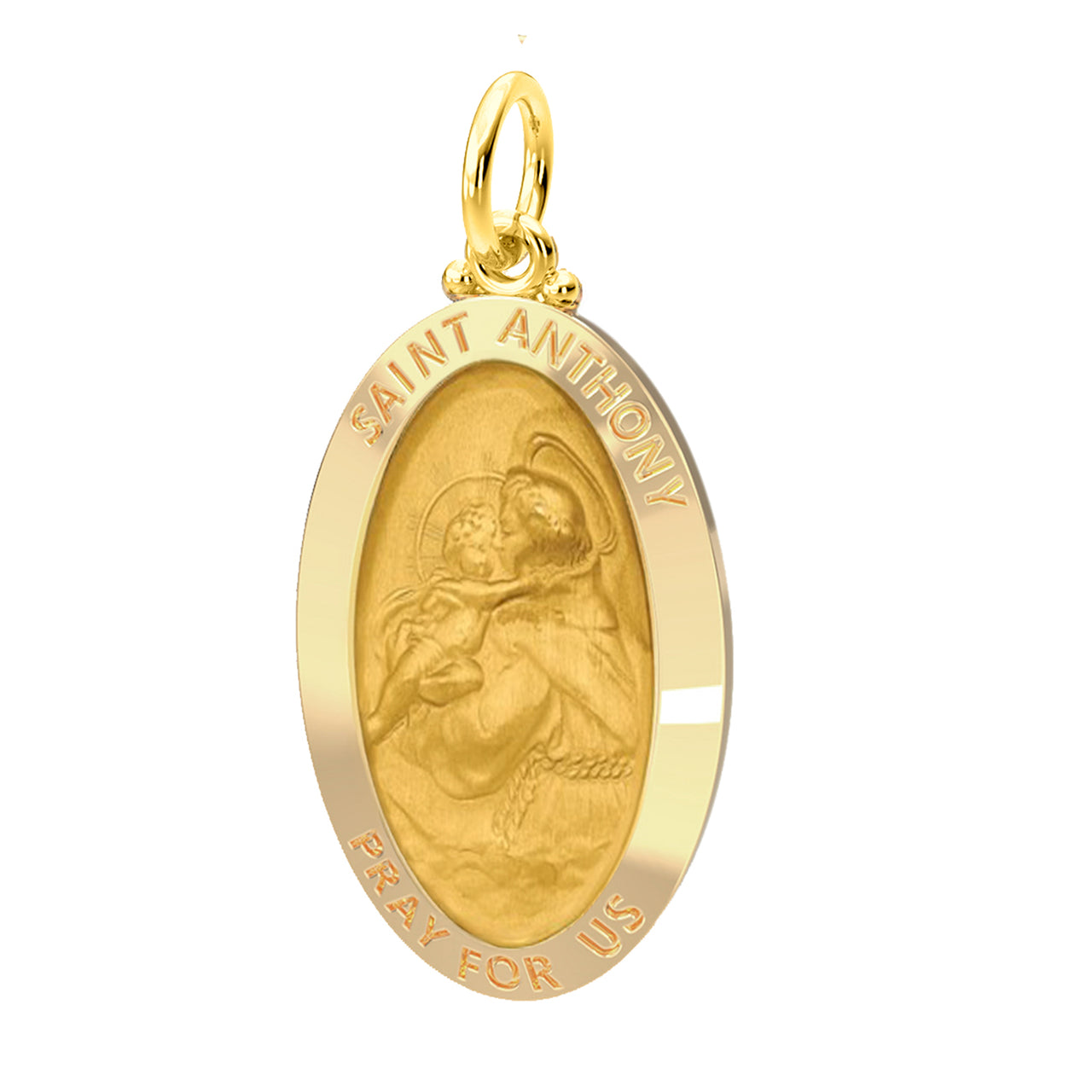 Men's 14K Gold Solid Anthony Medal Pendant Necklace, 28mm