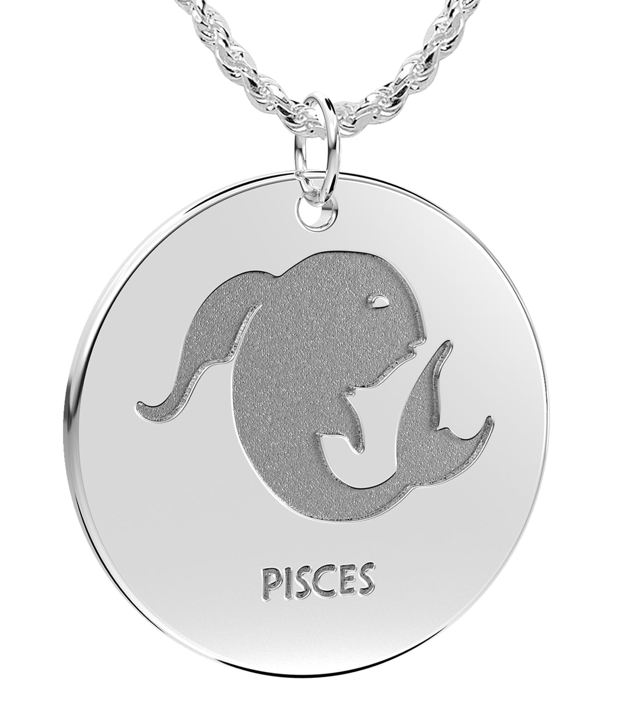 Ladies 925 Sterling Silver 1in Pisces Fishes February & March Zodiac Pendant Necklace