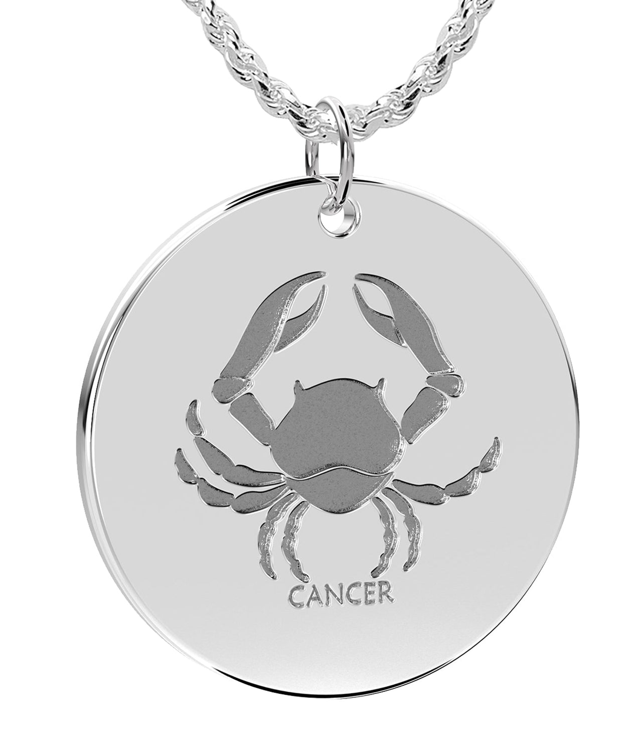 Ladies 925 Sterling Silver 1in Round Aquarius Zodiac Polished Pendant Necklace