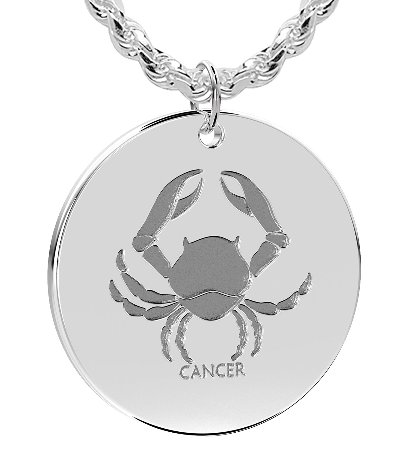 Men's 925 Sterling Silver 1in Cancer Crab June & July Zodiac Pendant Necklace