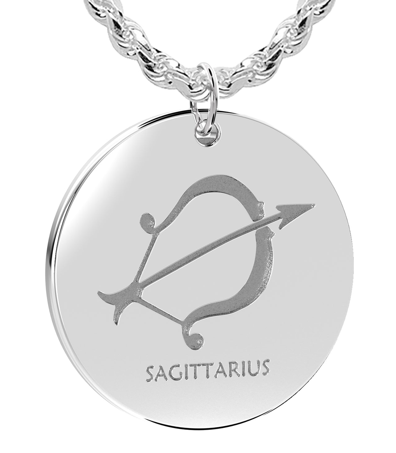 Men's 925 Sterling Silver 1in Round Sagittarius Zodiac Polished Pendant Necklace