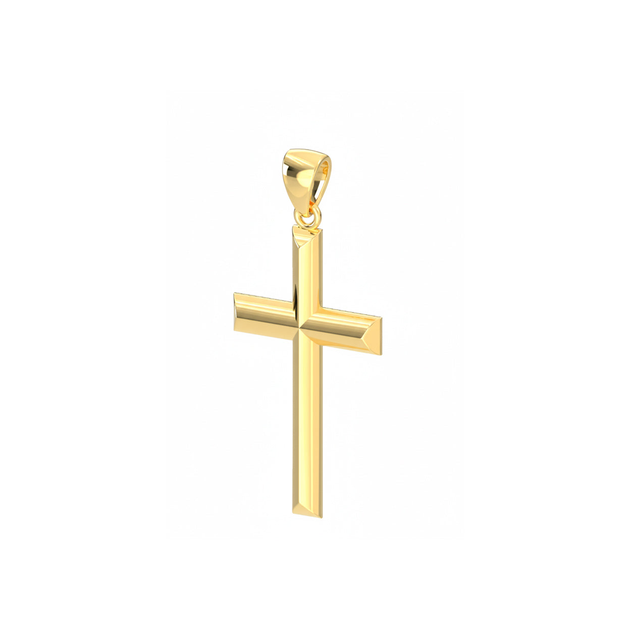 Small Ladies 14K Yellow or White Gold  Christian Cross Pendant, 23mm
