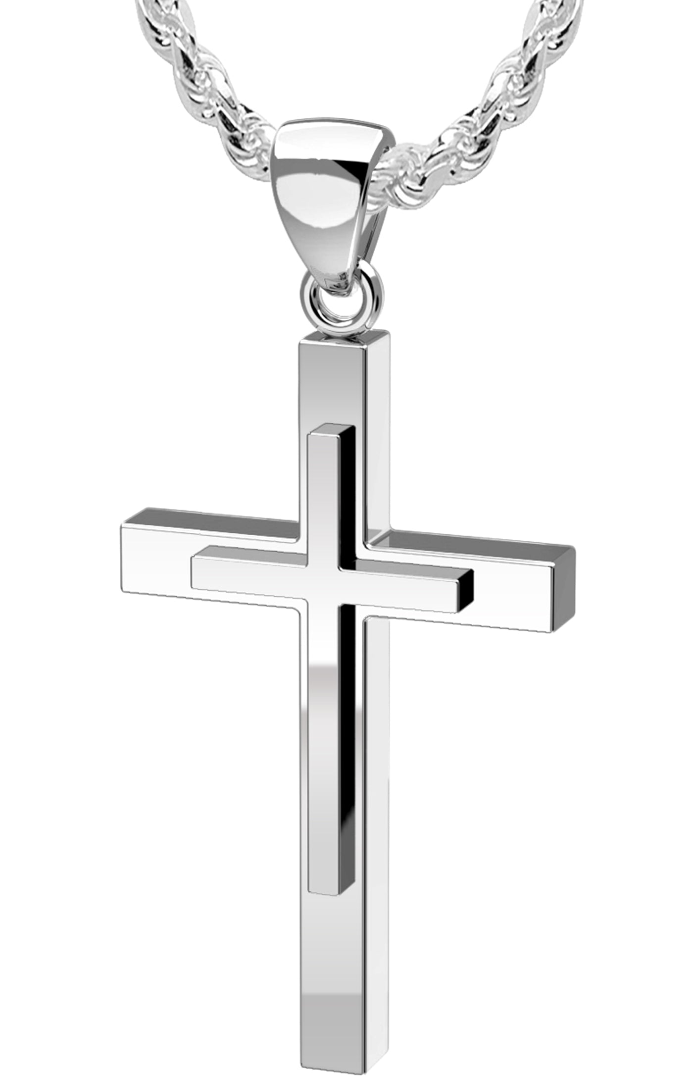 Christian XL Cross Necklace - Cross Pendant Made for Men 22in 4.9mm Miami Cuban Chain