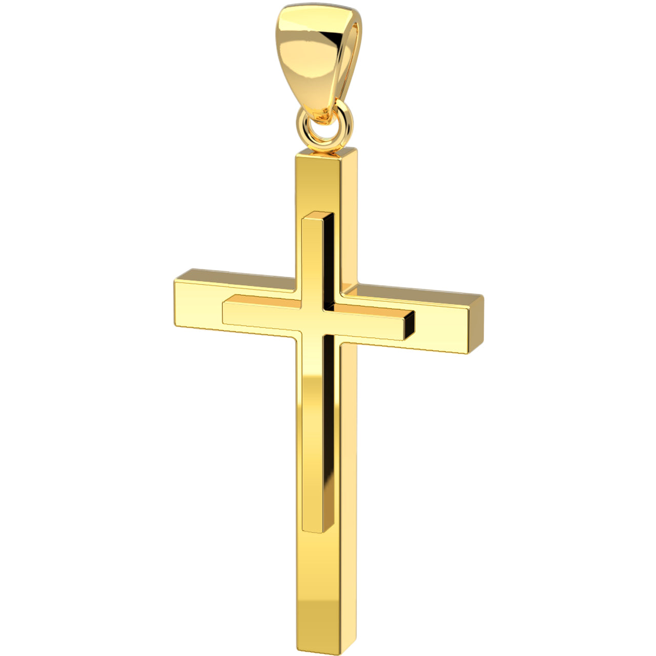 Men's XL Heavy Solid 2in 10k or 14K Yellow or White Gold Christian Cross Pendant Necklace, 50mm