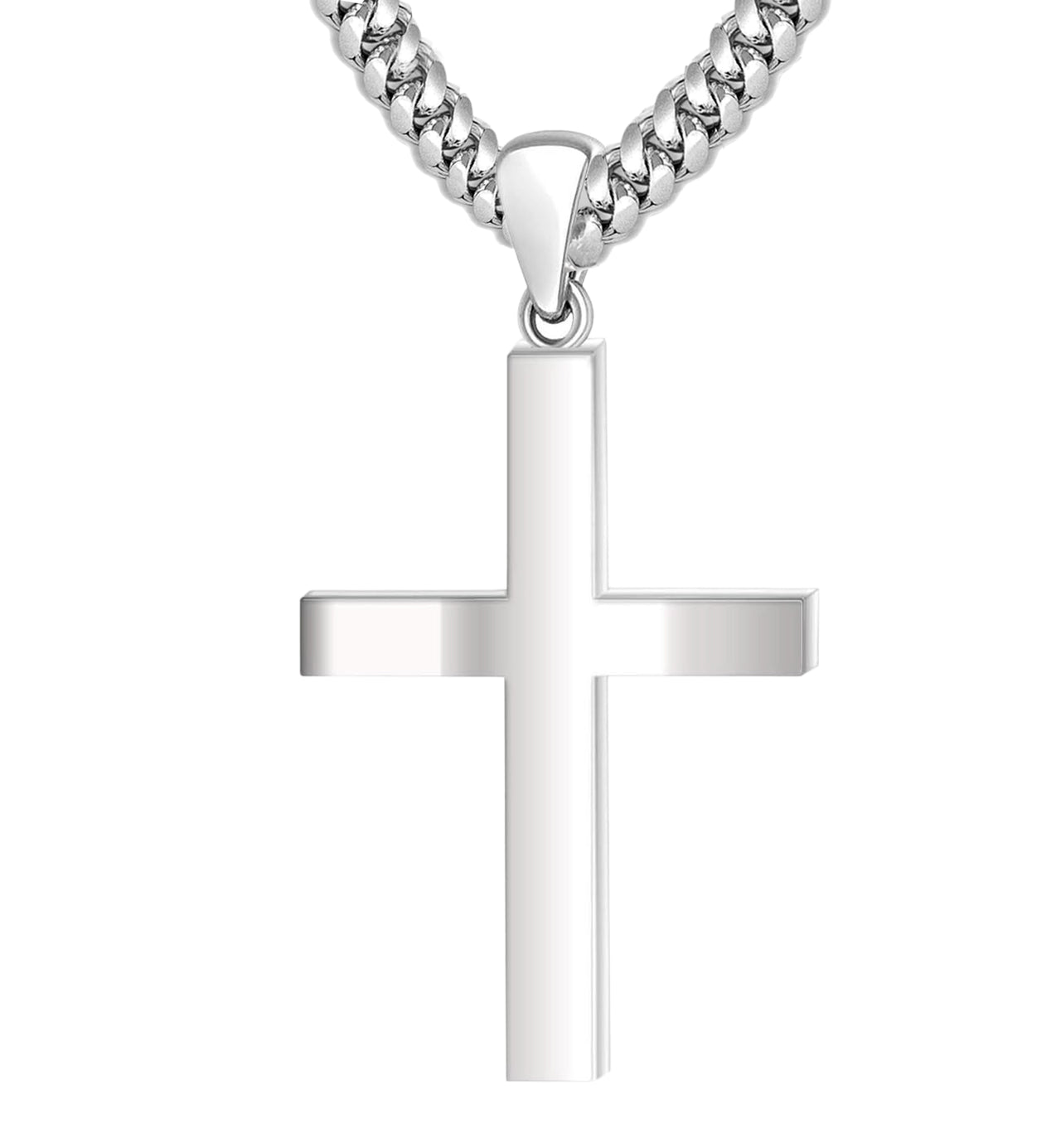 Men's 925 Sterling Silver Christian Cross Pendant Necklace, 40mm