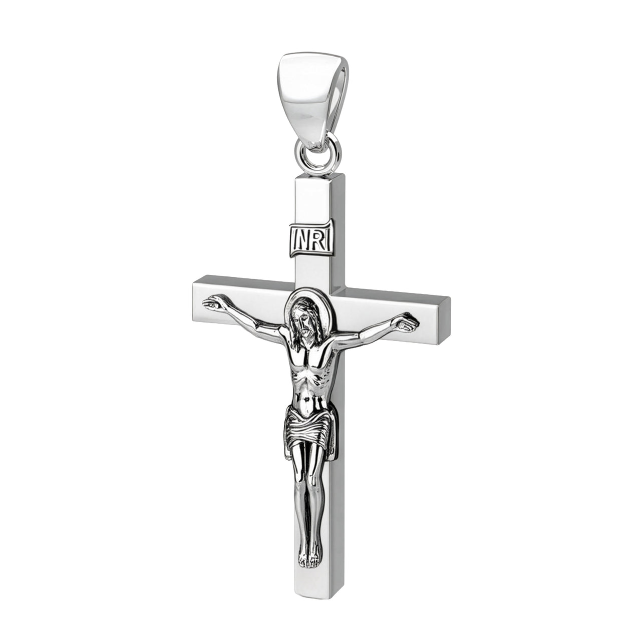 Men's XL Heavy Solid 2in 925 Sterling Silver Crucifix Cross Pendant Necklace, 50mm