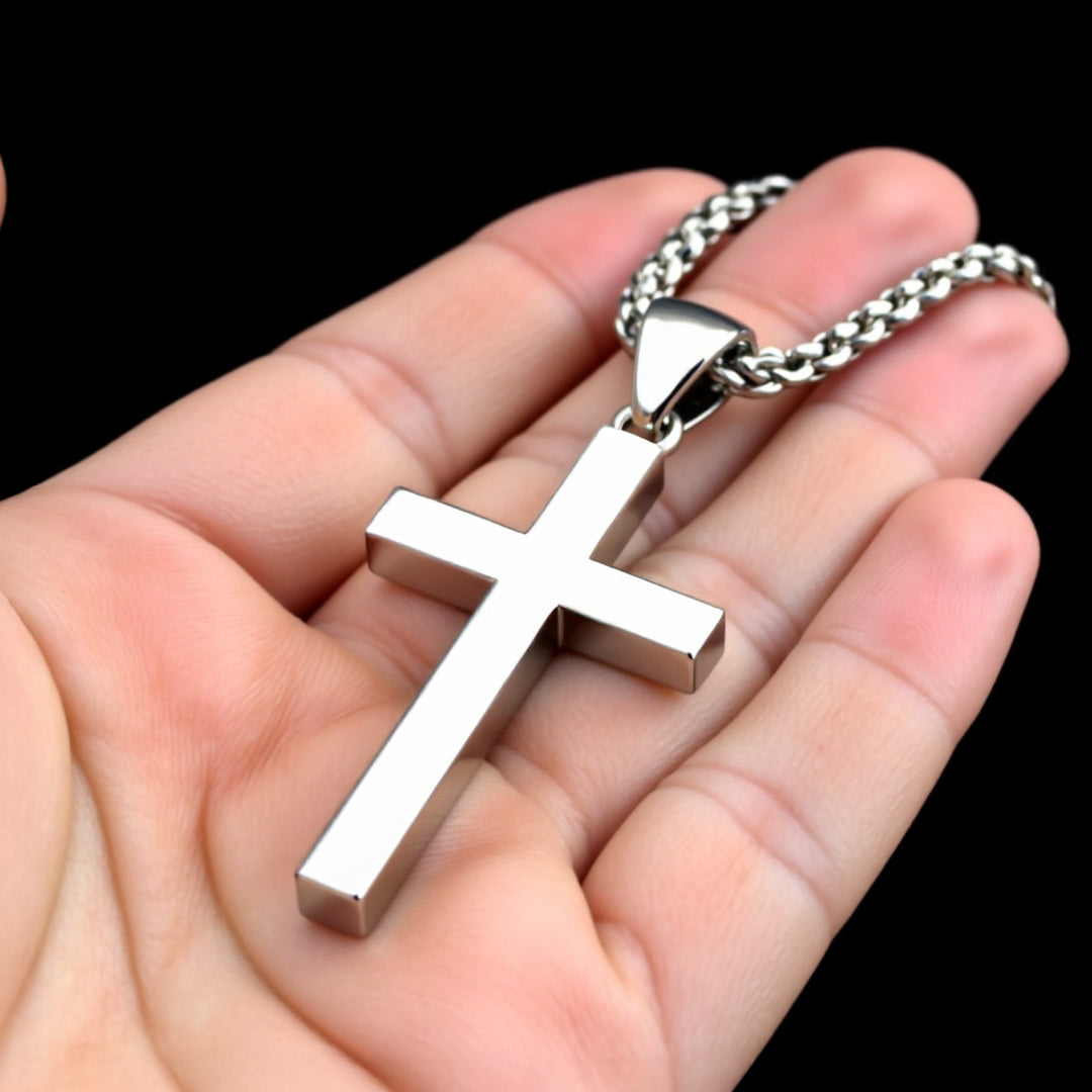 Extra Large Heavy Sterling Silver Cross Pendant for Men, 50mm
