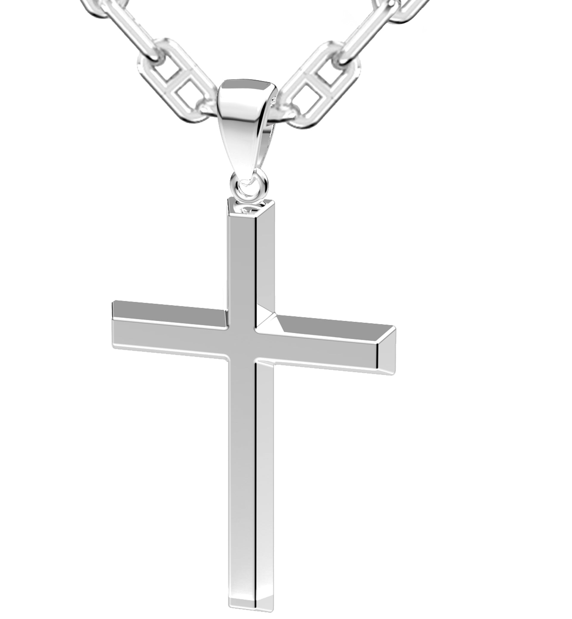 Real Solid 925 Sterling Silver Mens Cross Jesus Piece Crucifix Pendant  Necklace
