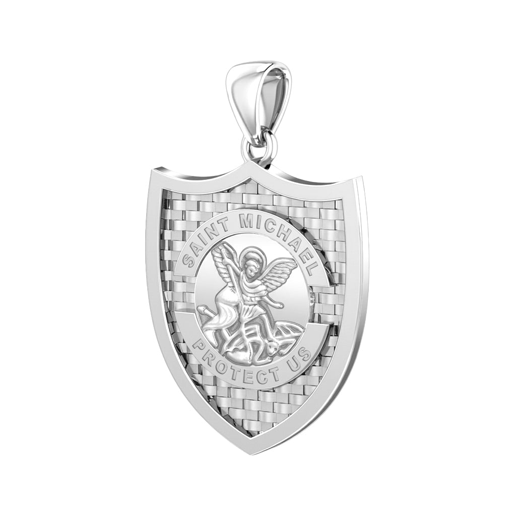 Men's or Women's 10k or 14k Gold Saint Michael Pendant Necklace, 28mm