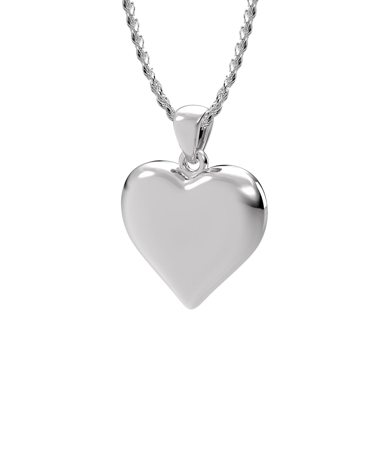 Small Petite Ladies Sterling Silver Heart Pendant Necklace, 15mm