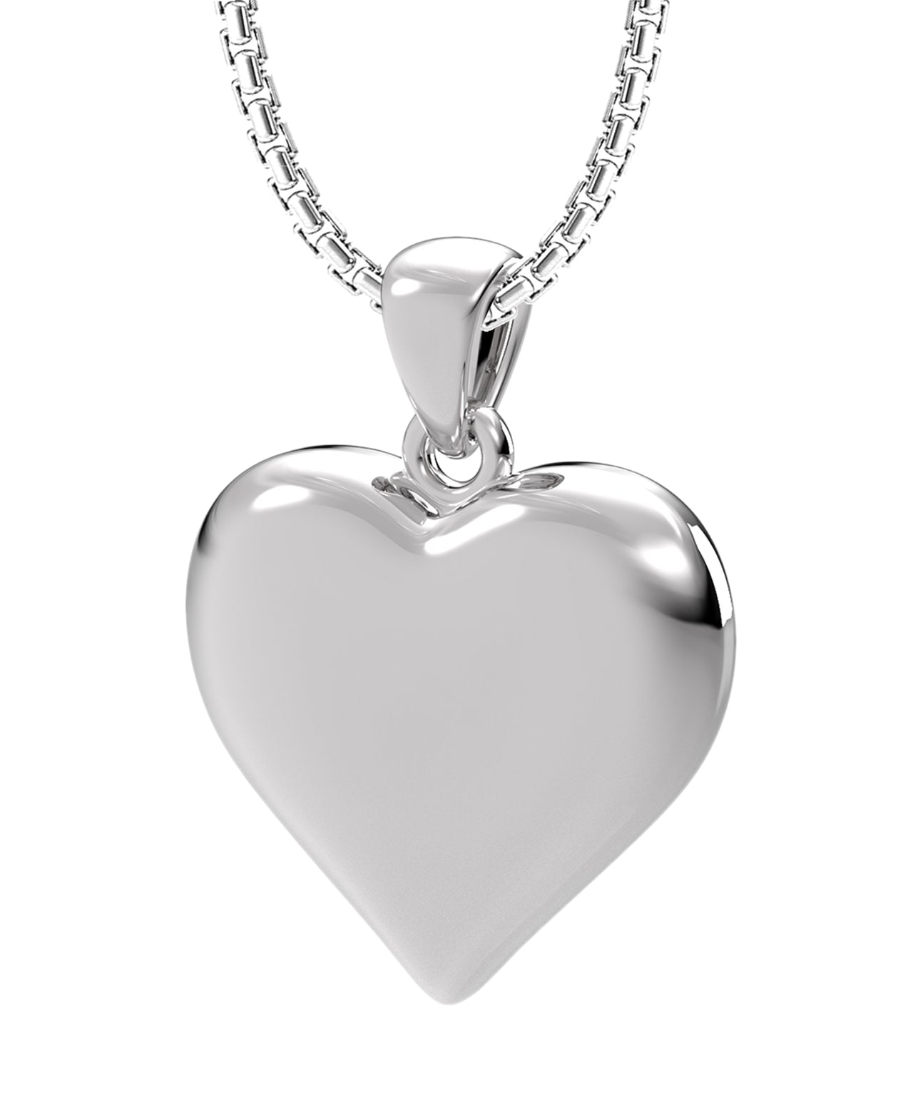 Ladies Sterling Silver Heart Pendant Necklace, 25mm