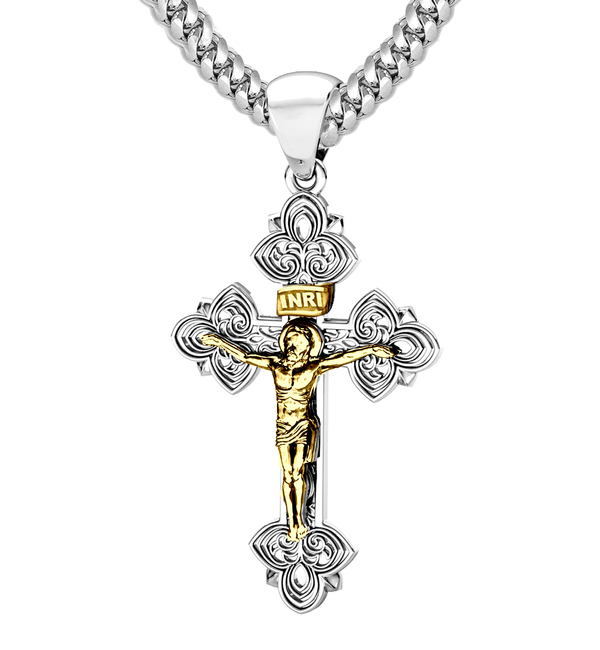 【2plan】23SS★ [MADE] Cross Mix Chain Necklace Silver Shiny Cross Necklace – Savannah Taylor