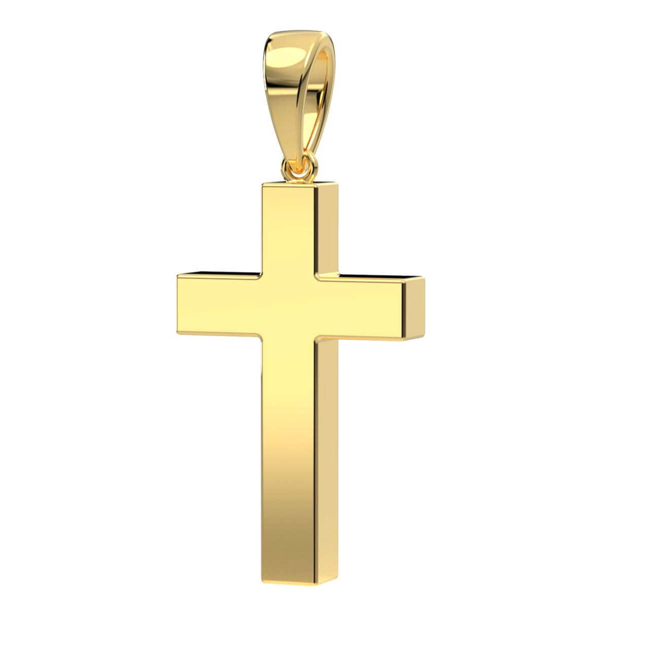 Heavy Solid 4mm x 4mm Box  14k Yellow Gold Christian Cross Pendant Necklace, 26mm