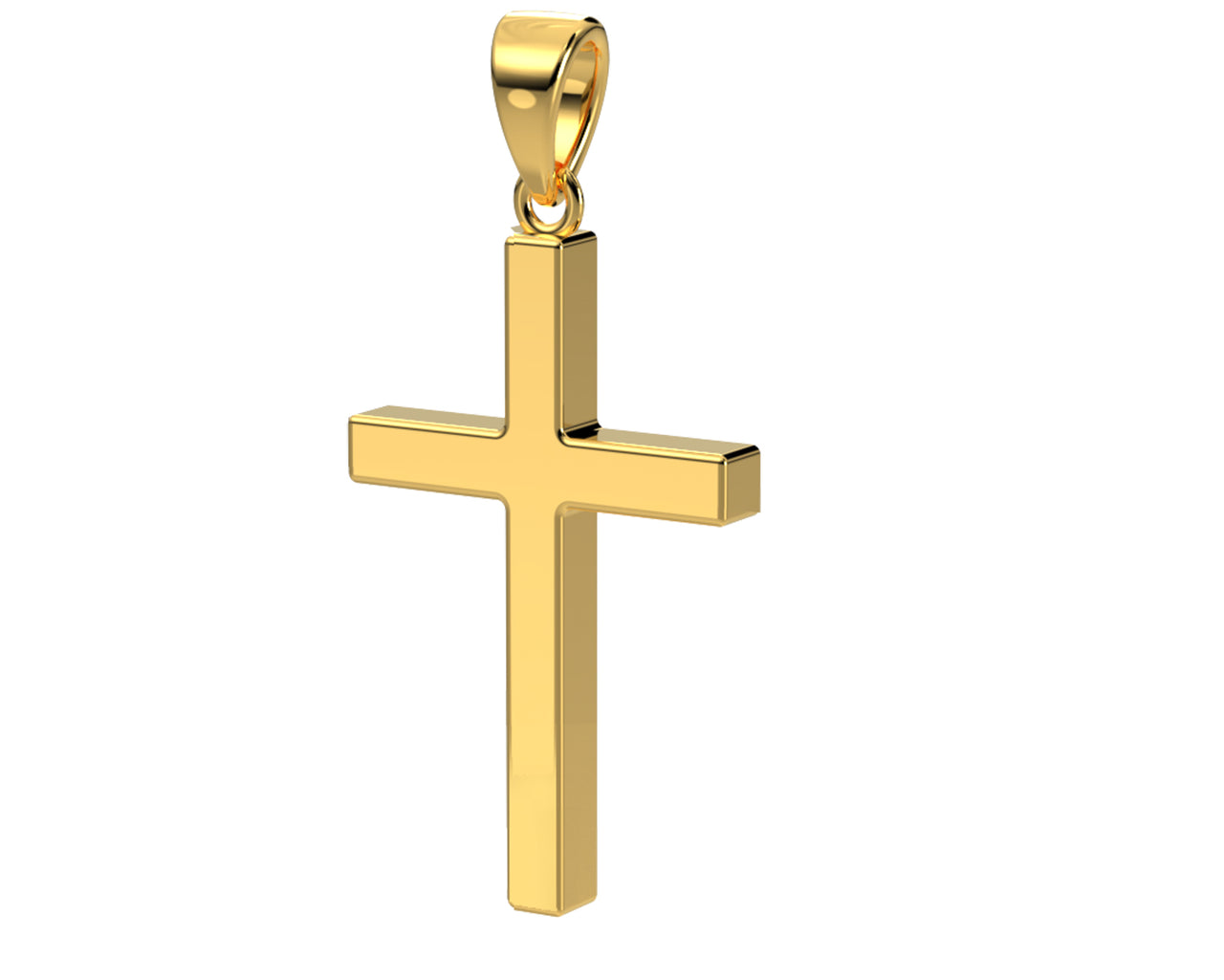 Ladies 14k Yellow Solid Gold 2.5mm x 2.5mm Box Cross Pendant Necklace, 26mm