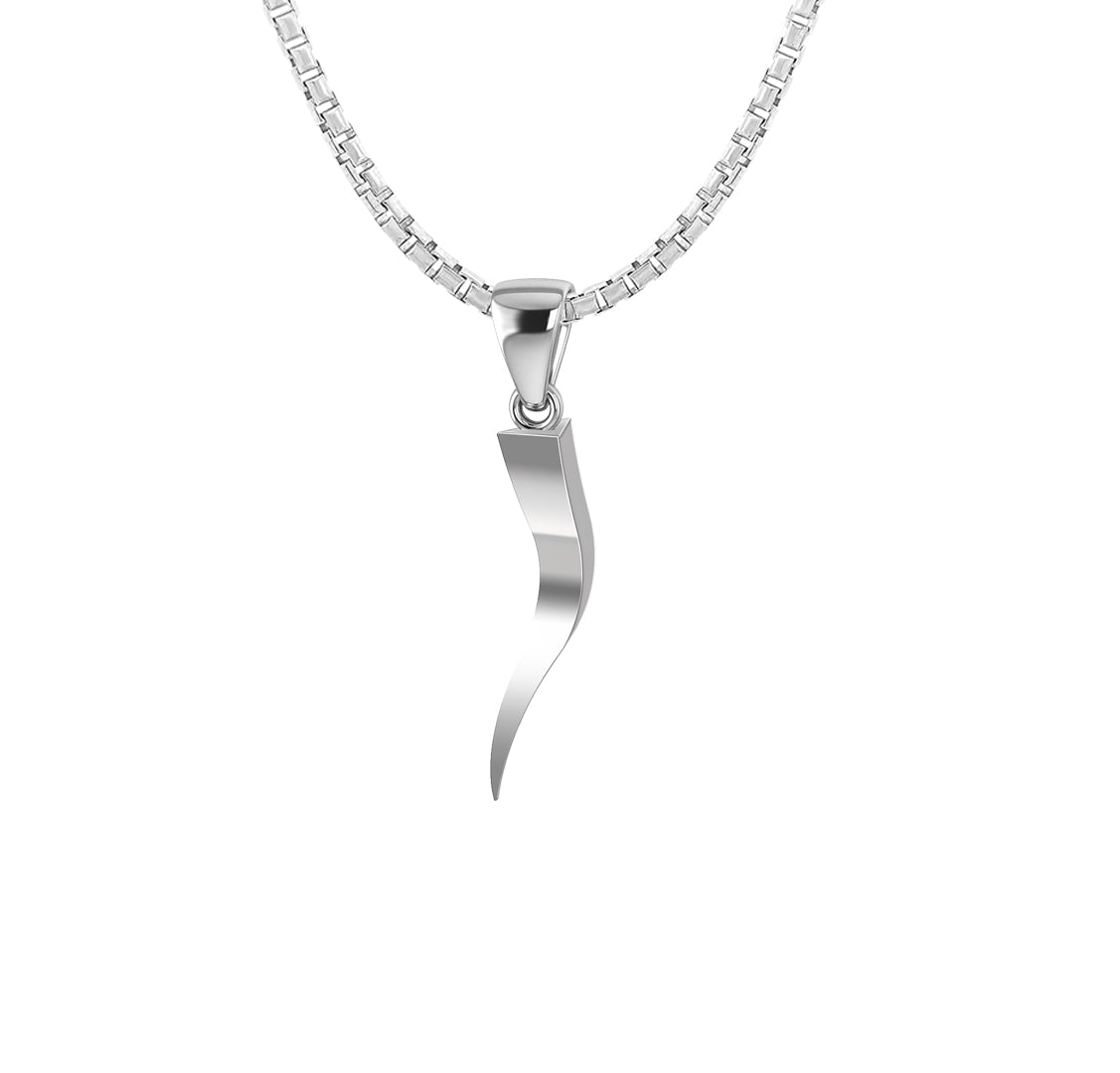 Women's Triangular 925 Sterling Silver Italian Horn Cornicello Amulet Pendant Necklace, 28mm