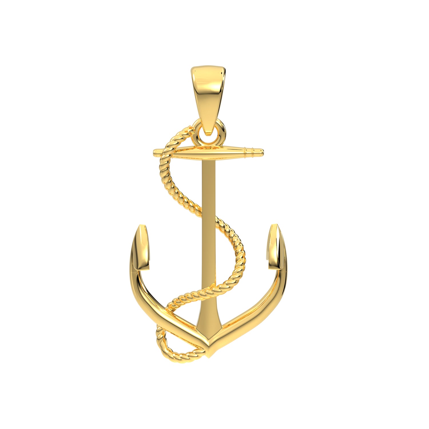 Nautical Anchor Pendant Solid 30mm Maritime Jewelry 14K Purity