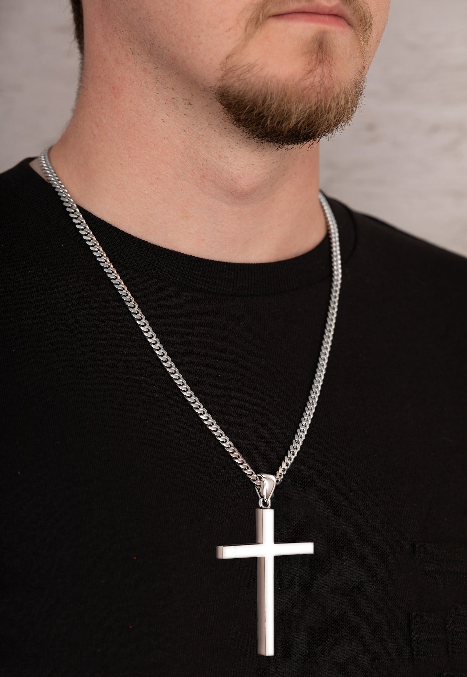 Filigree Cross Necklace - Large Sterling Silver (#87172)