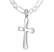 1 1/16in Solid 925 Sterling Silver High Polished Cross Pendant Necklace - US Jewels
