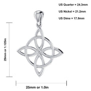 1 1/8in 925 Sterling Silver Irish Celtic Quaternary Knot Pendant Necklace - US Jewels