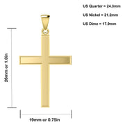 1.0in 14k Yellow or White Gold Christian Cross Pendant Necklace - US Jewels