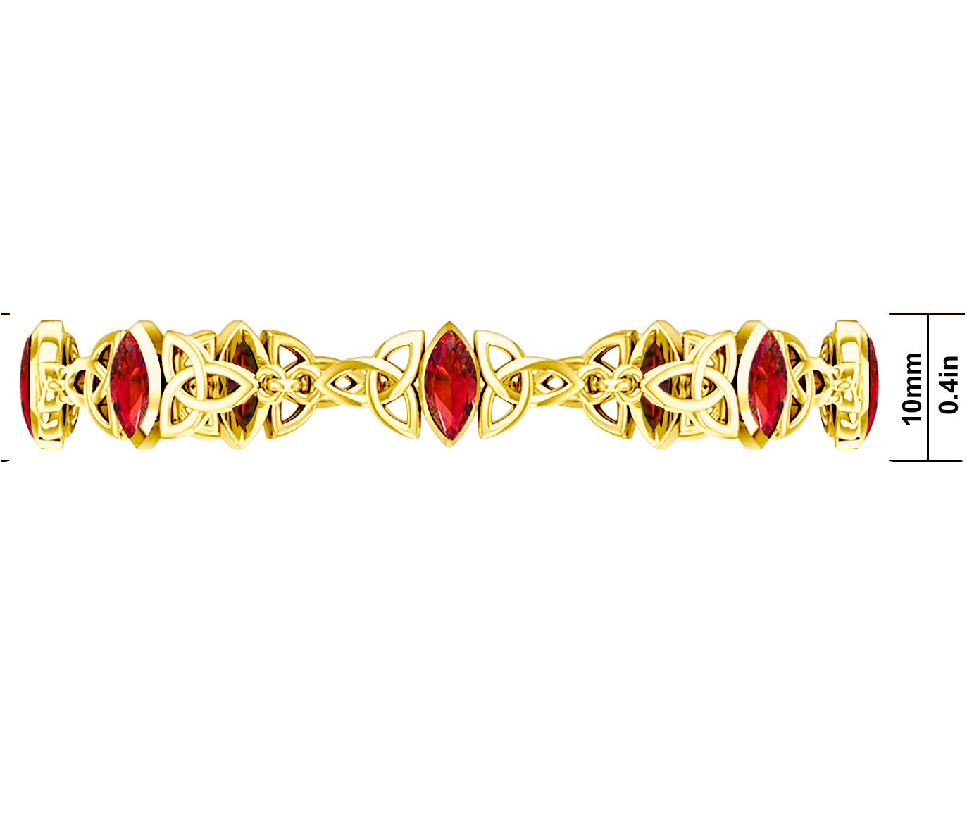 10k or 14k Gold Irish Trinity Marqusie Bracelet, 15 Birthstone Options - US Jewels