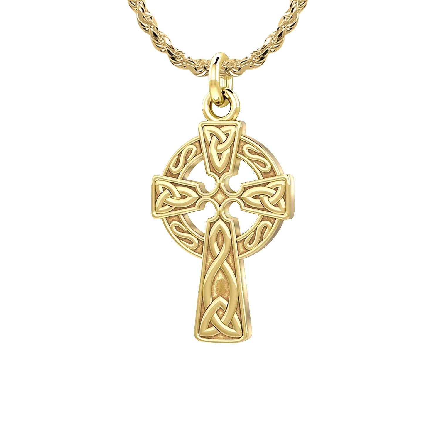 14k Yellow Gold Celtic Cross Pendant - www.ommbirligi.com