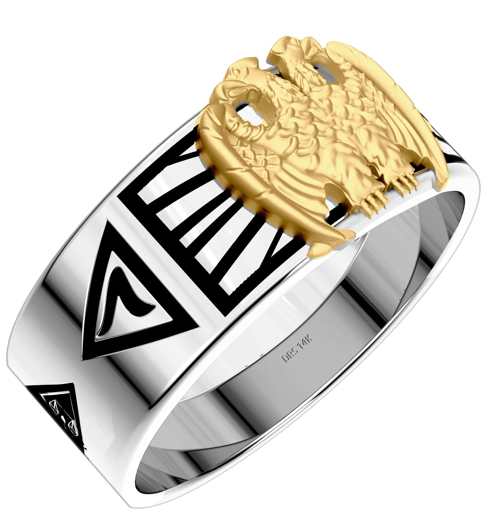 14k White or Yellow Gold Scottish Rite 32nd Degree Masonic Ring - US Jewels