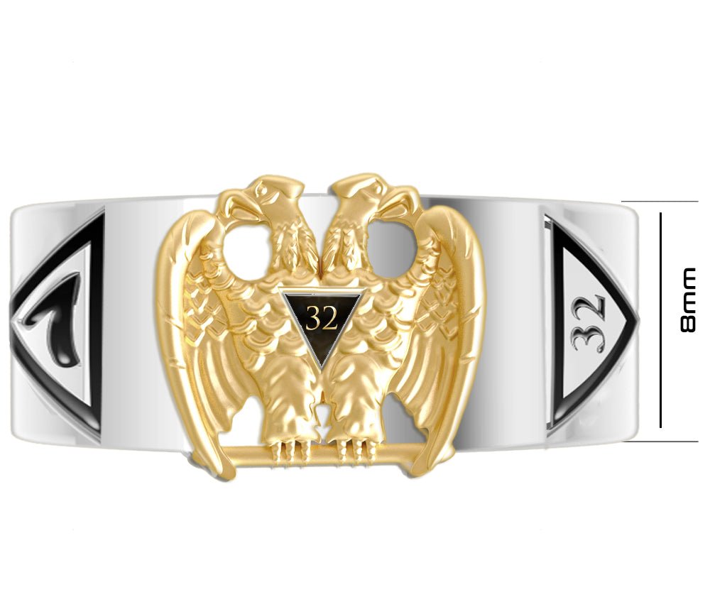 14k White or Yellow Gold Scottish Rite 32nd Degree Masonic Ring - US Jewels