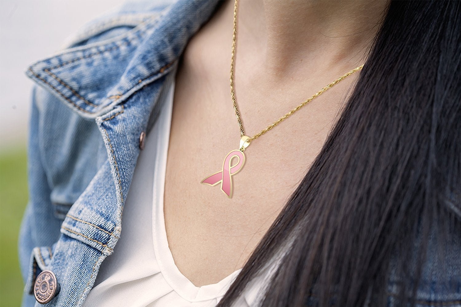 Motivational Breast Cancer Awareness Necklace, Pink Ribbon Necklace–  Jewelry By Tali