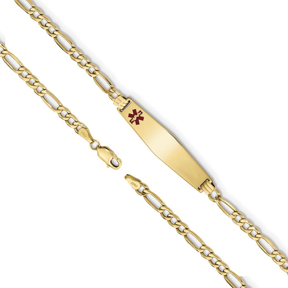 14k Yellow Gold Medical ID Figaro Bracelet - US Jewels