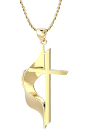 14k Yellow Gold Methodist Cross Pendant Necklace, 30mm - US Jewels