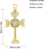 14k Yellow or White Gold Irish Celtic Cross Pendant Necklace - US Jewels