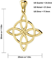 14k Yellow or White Gold Irish Celtic Quaternary Knot Pendant Necklace - US Jewels