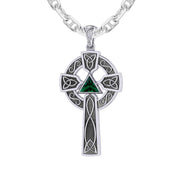 1.5in 925 Sterling Silver Irish Celtic Knot Cross Birthstone Pendant Necklace - US Jewels