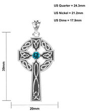 1.5in Sterling Silver Celtic Knot Cross Pendant Necklace with 13 Birthstones - US Jewels