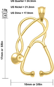 1in 14k Yellow Gold Stethoscope Pendant Necklace - US Jewels