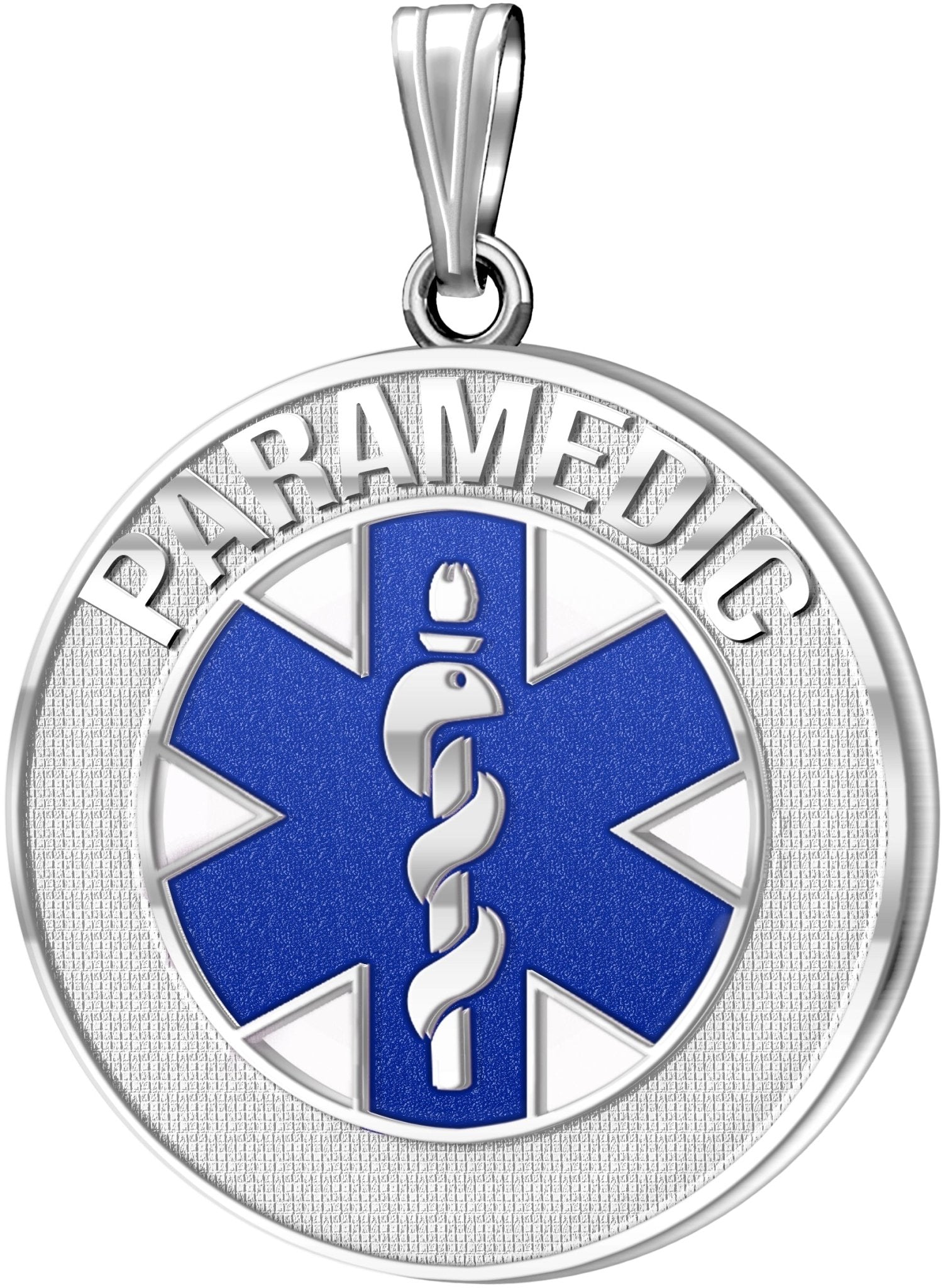 26mm 925 Sterling Silver Paramedic / EMT Medical Alert Medal Pendant Necklace, 3 Color Options - US Jewels