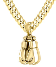 32mm 3D 14k Yellow Double Boxing Glove Pendant Necklace, 67g! - US Jewels