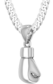 32mm 3D 925 Sterling Silver Boxing Glove Pendant Necklace, 22g - US Jewels