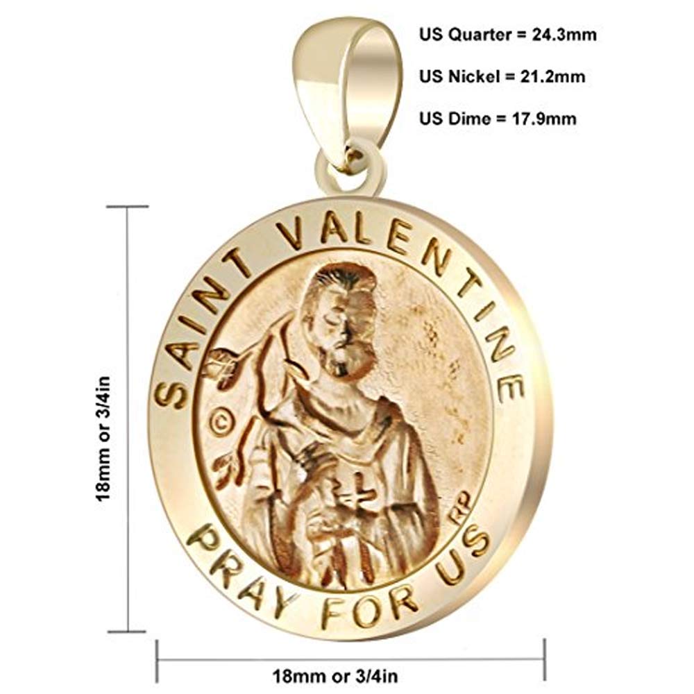 Charm Necklace - Gold Pendant In Round With St Valentine