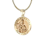 3/4in Round Hollow 14k Yellow Gold St Saint Valentine Pendant Charm Necklace - US Jewels