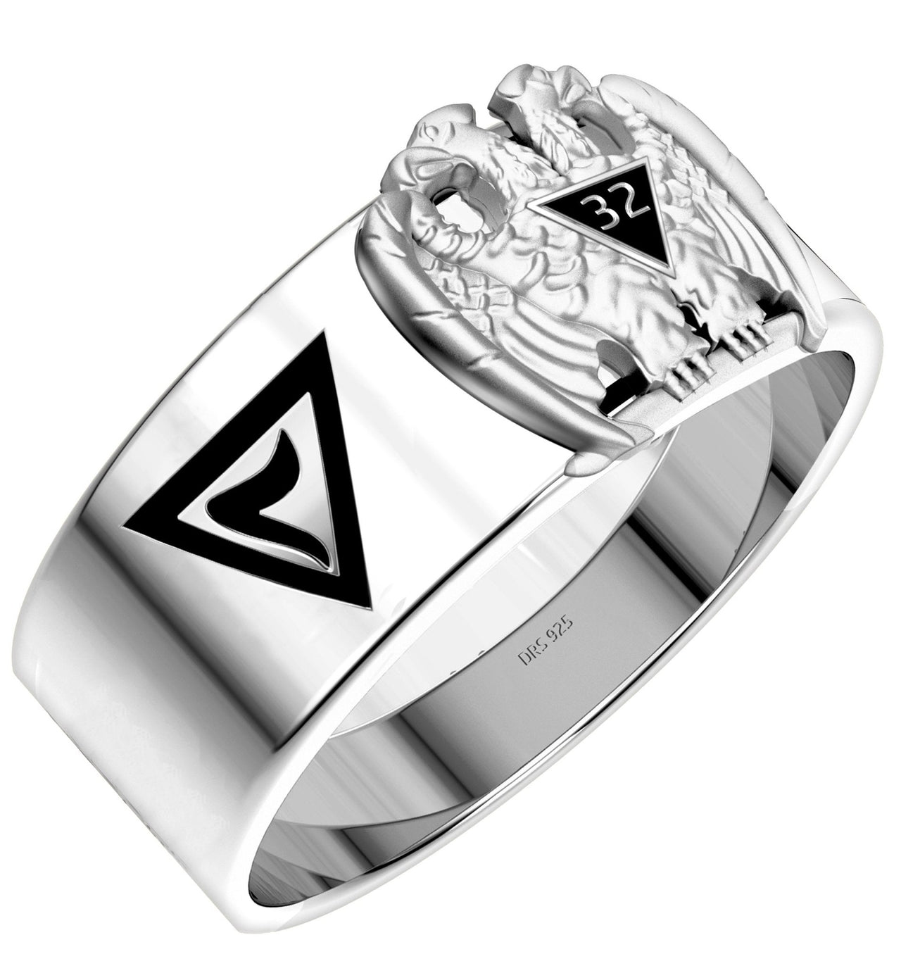 925 Sterling Silver & 14K Scottish Rite 32nd Degree Masonic Ring - US Jewels