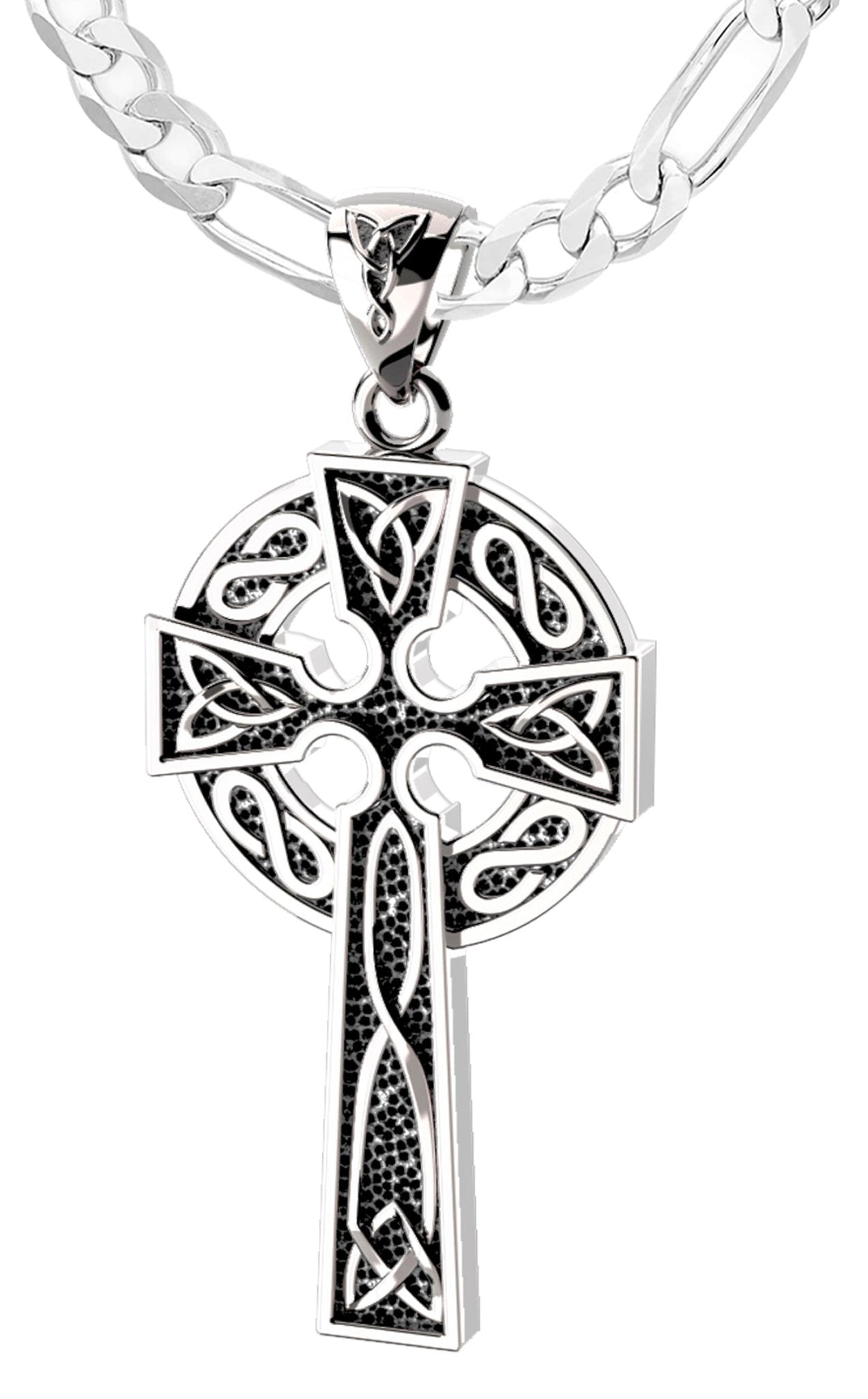 Unisex Silver Claddagh Celtic Cross Necklace - CladdaghRings.com
