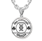 925 Sterling Silver 1in DNA Certified Irish Heritage Pendant Medal with Flag Necklace - US Jewels
